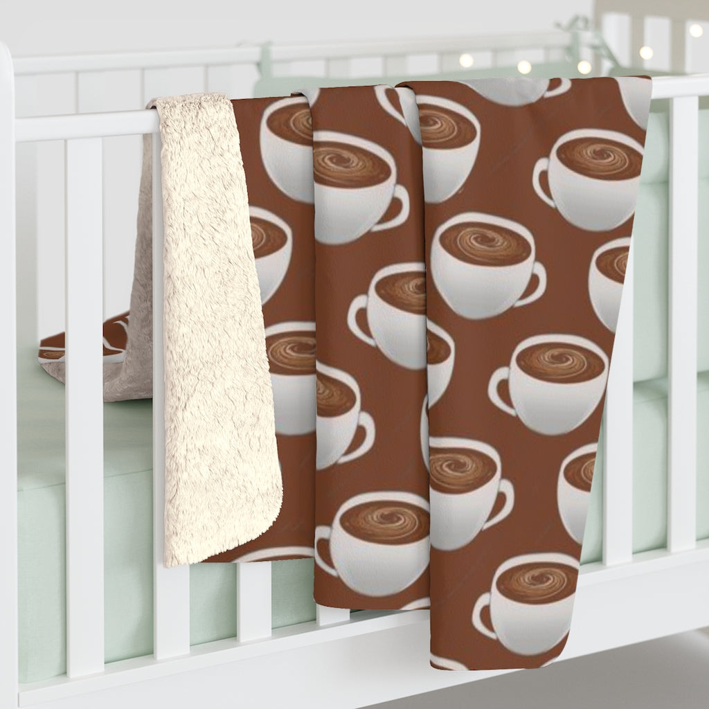 Coffee on Coffee Sherpa Fleece Blanket