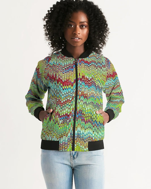 Cool Green Marbled Women's Bomber Jacket