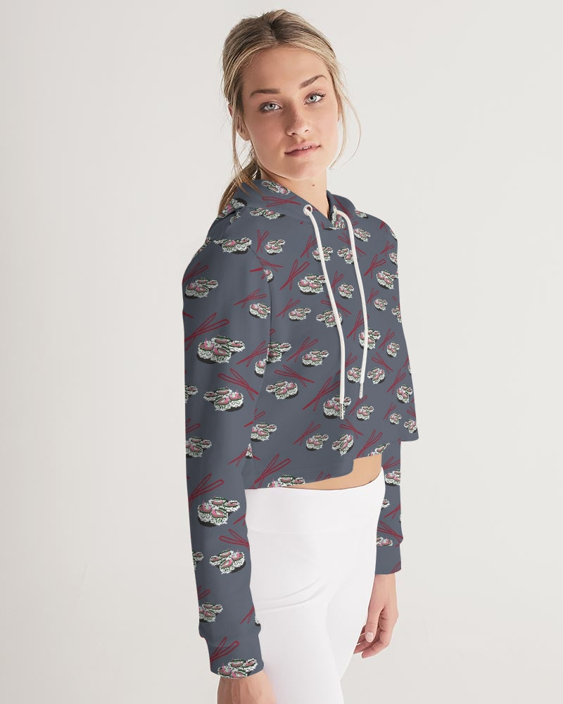 Sushi Pattern Women's Cropped Hoodie