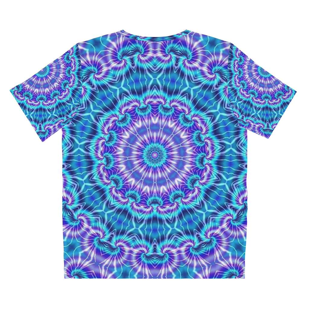 Blue and Purple Tie Dye Kaleidoscope Unisex AOP Cut & Sew T-Shirt