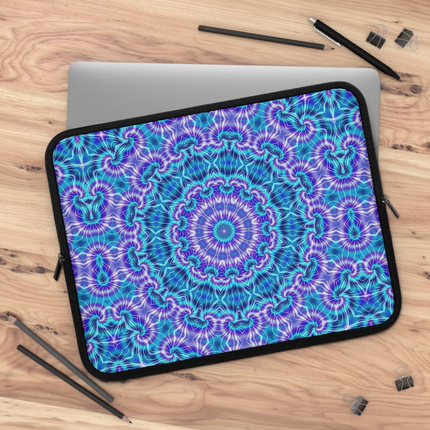 Blue and Purple Tie Dye Kaleidoscope Laptop Sleeve
