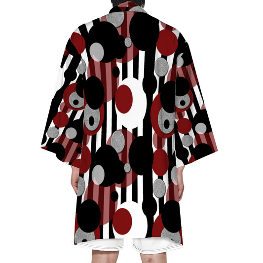 Black White Stripes Dots Custom Haori Unisex All Over Print Beach Kimono for Summer