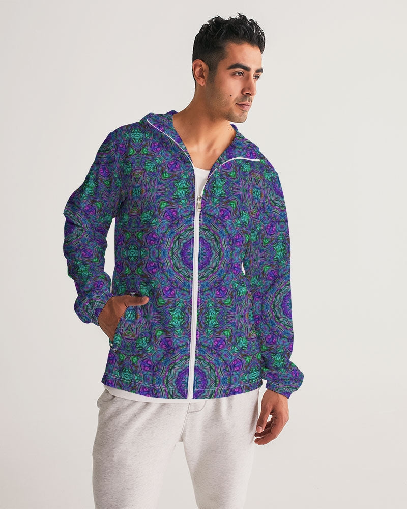 Blue Green Purple Kaleidoscope Men's Windbreaker