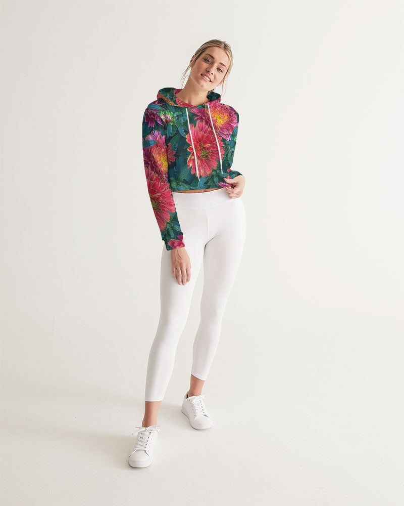 Warm Fall Mums Women's Cropped Hoodie