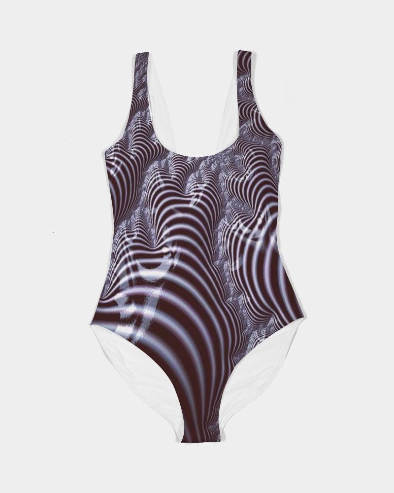 Black and White Spiral Fractal Women's One-Piece Swimsuit