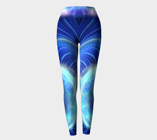 Blue Sparkle Fractal Wave Leggings