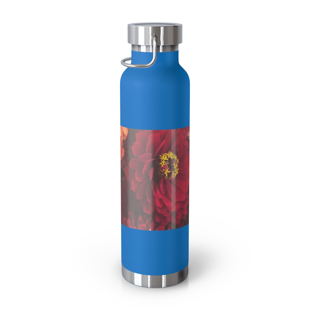 Peach and Pink Zinnias 22oz Vacuum Insulated Bottle