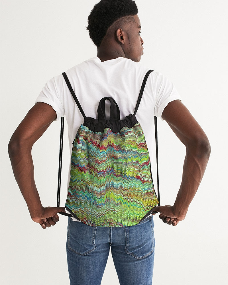 Cool Green Marbled Canvas Drawstring Bag