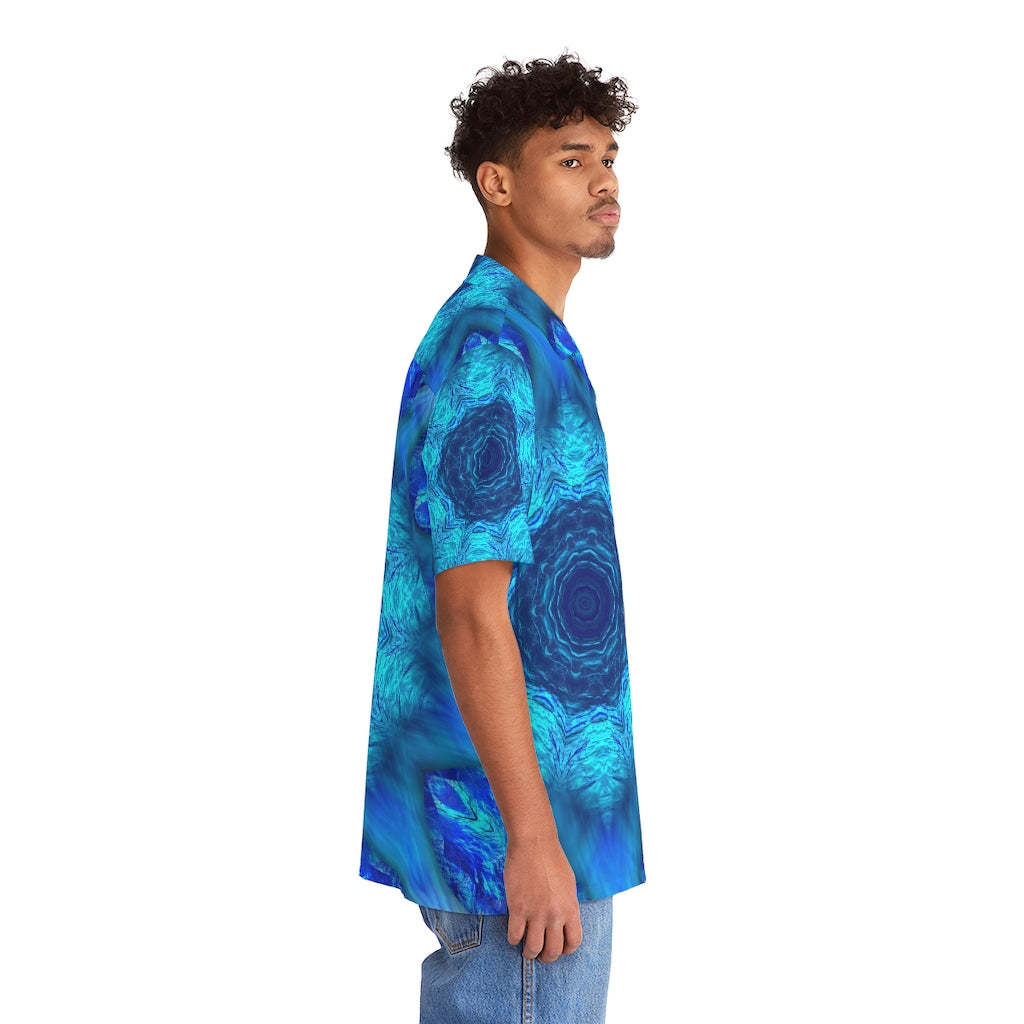 Blue Water Kaleidoscope Men's Hawaiian Shirt (AOP)