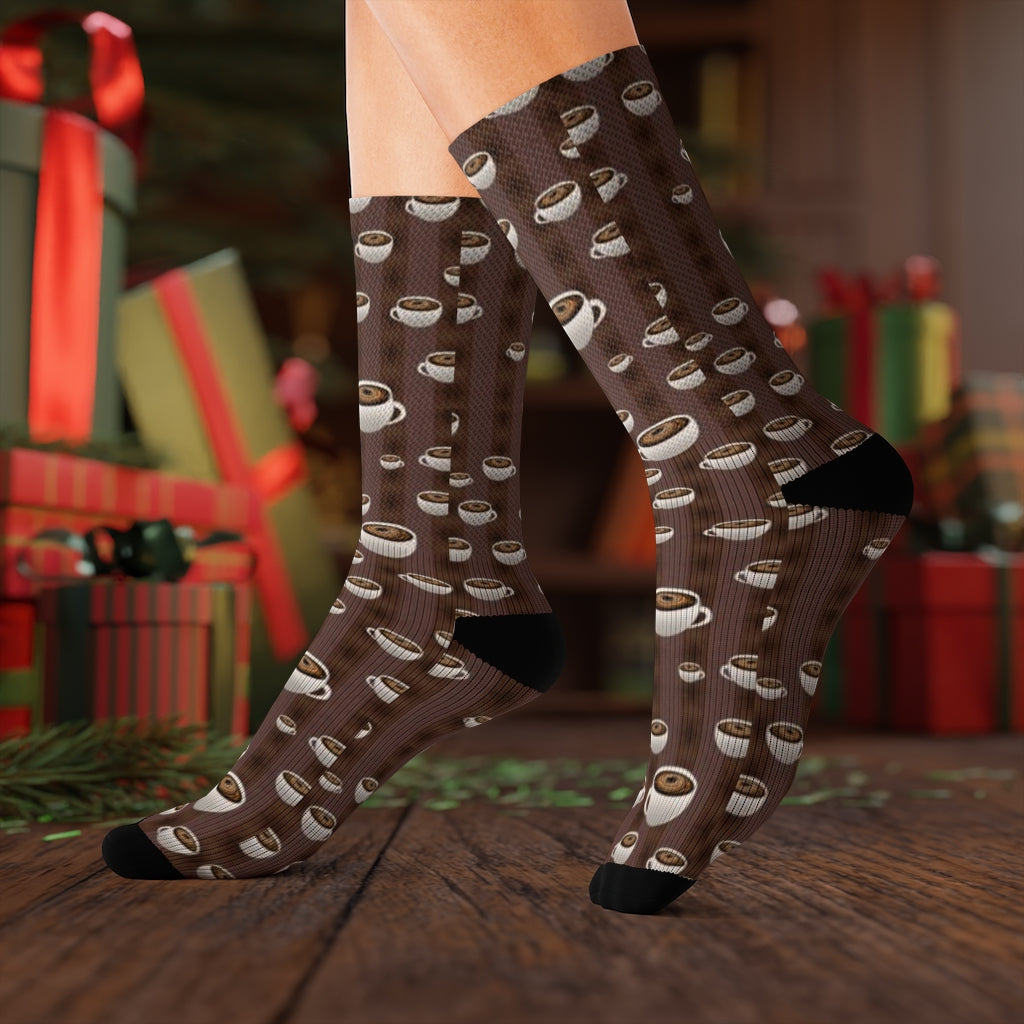 Coffee With Coffee Stripes Sublimation Socks