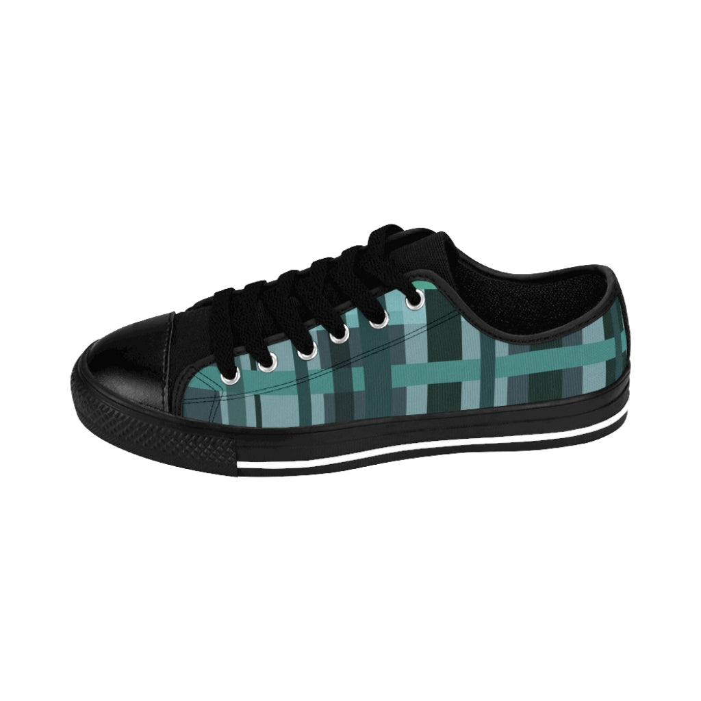 Blue Green Plaid Women's Sneakers