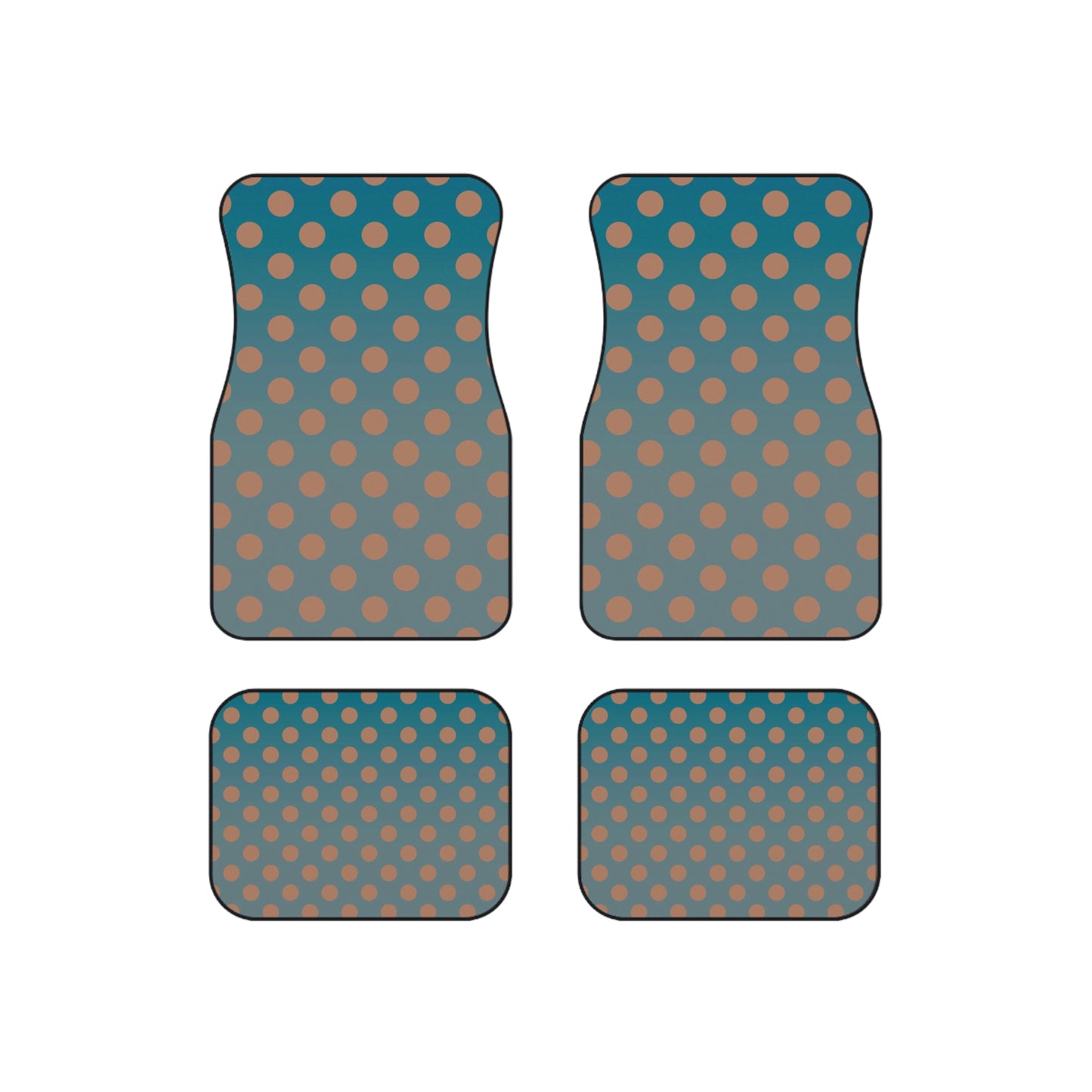 Denim and Brown Polkadots Car Mats (Set of 4)