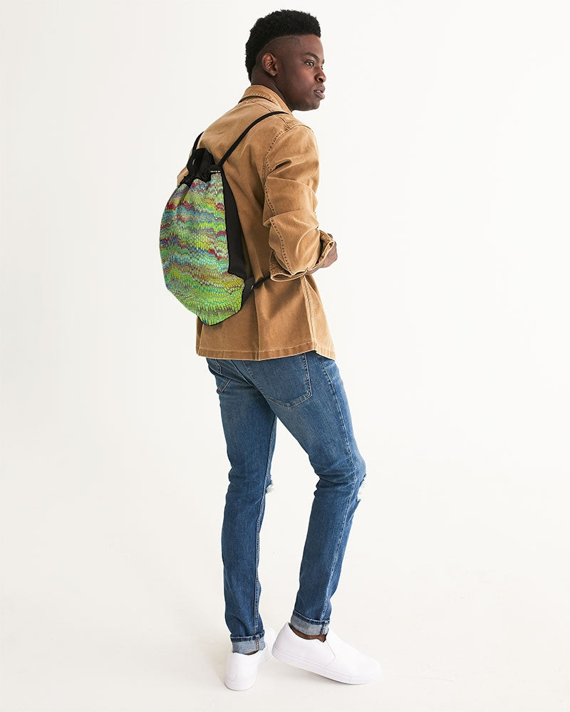 Cool Green Marbled Canvas Drawstring Bag