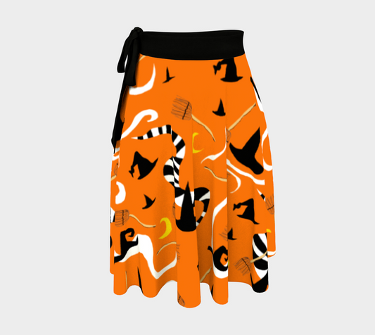 Witches Hats and Brooms Wrap Skirt