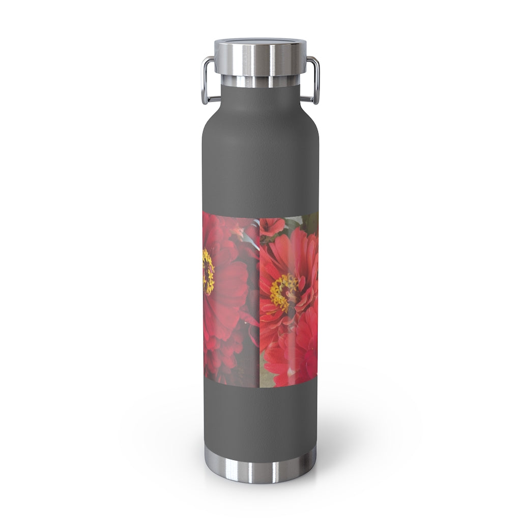 Peach and Pink Zinnias 22oz Vacuum Insulated Bottle