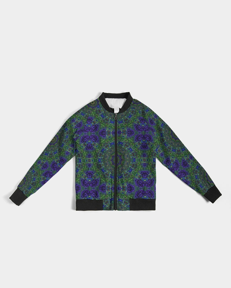 blue Green Ribbon Kaleidoscope Women's Bomber Jacket