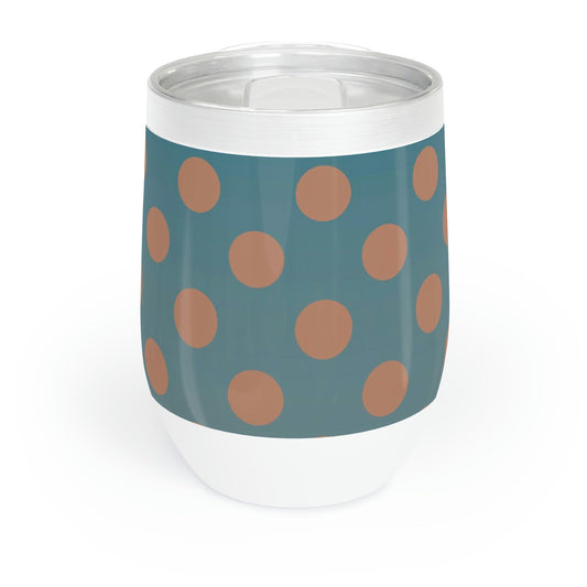 Denim and Brown Polkadots Chill Wine Tumbler