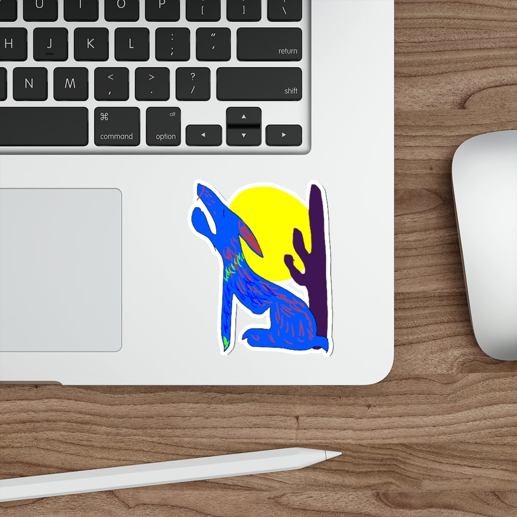 Blue Coyote Die-Cut Stickers