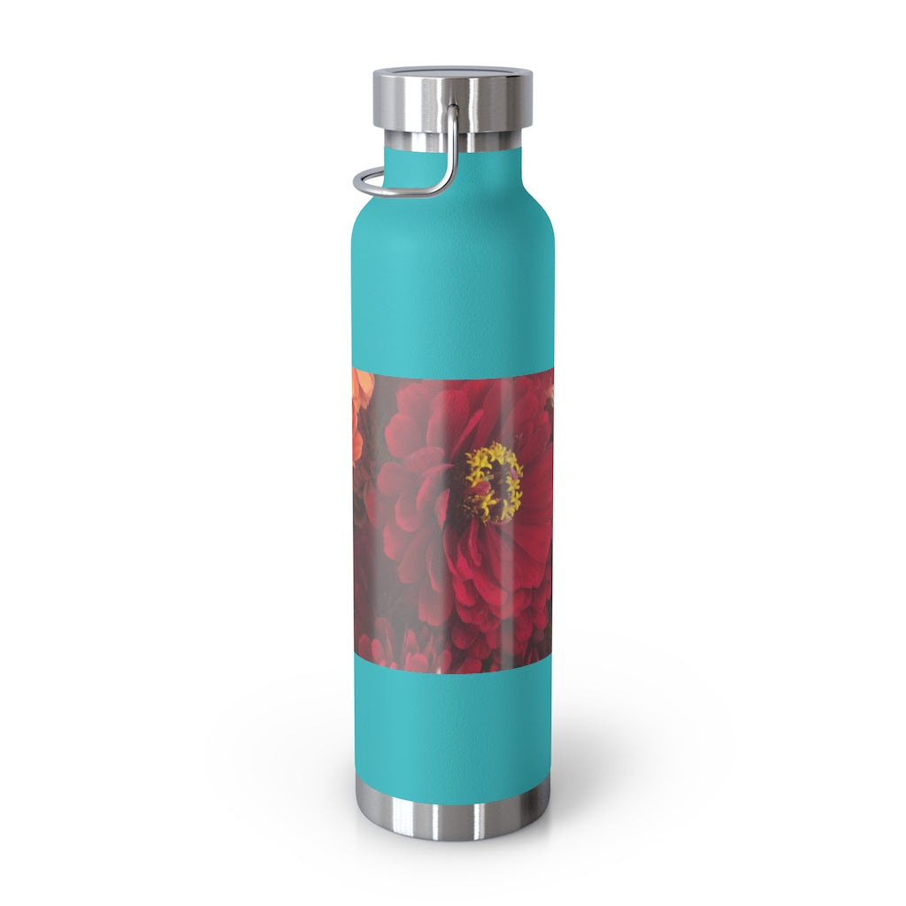 Peach and Pink Zinnias 22oz Vacuum Insulated Bottle