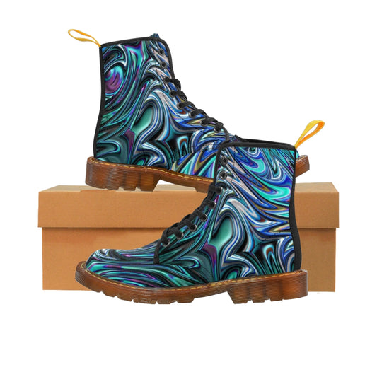 Blue Swirl Fractal Women's Canvas Boots