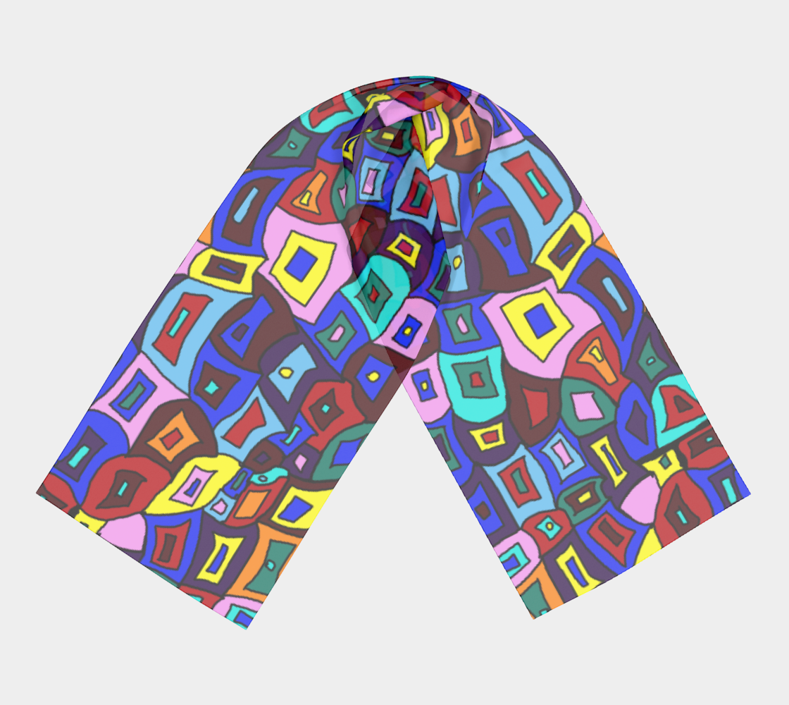 Wavy Squares Pattern Long Scarf