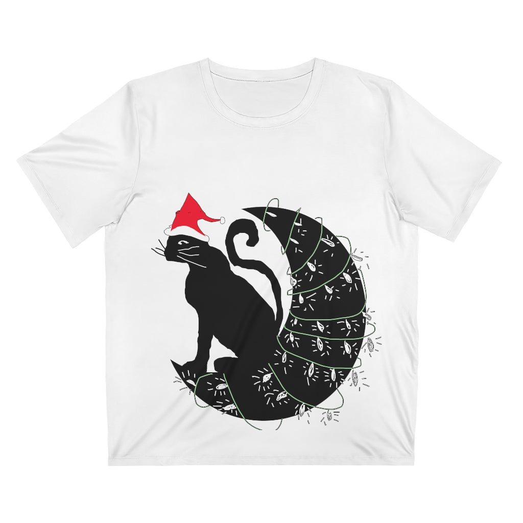 Christmas Cat on The Moon Unisex AOP Cut & Sew T-Shirt