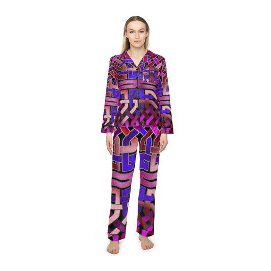 Pink Celtic Knot Women's Satin Pajamas (AOP)