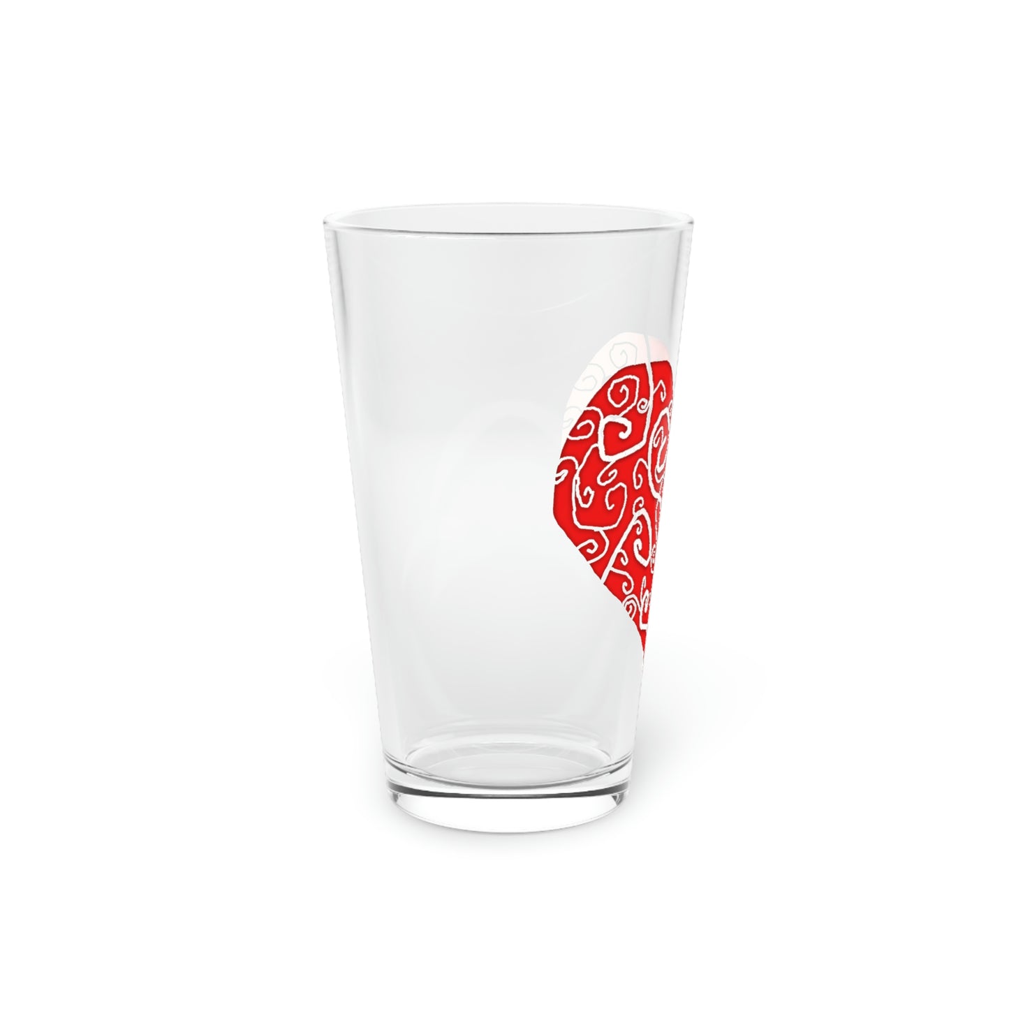 Heart Swirls Pint Glass, 16oz