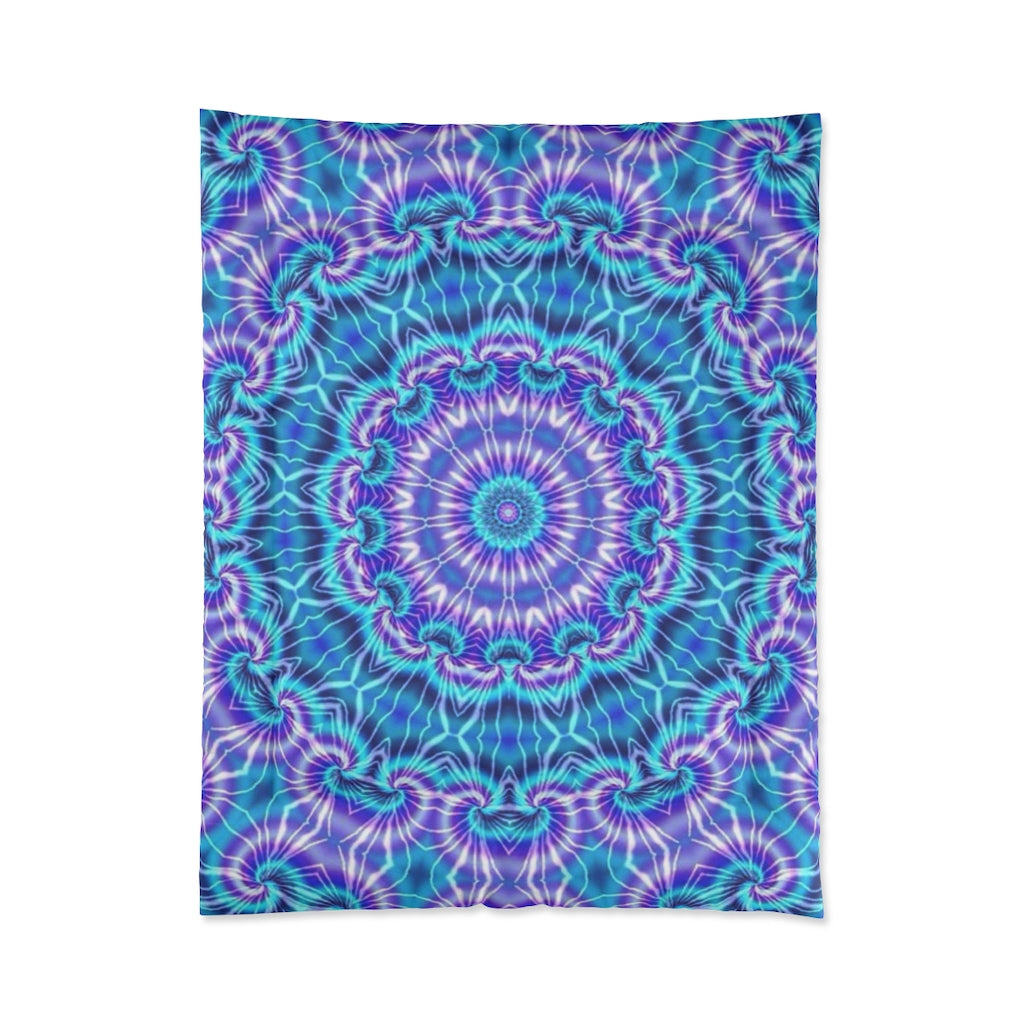 Blue and Purple Tie Dye Kaleidoscope Comforter