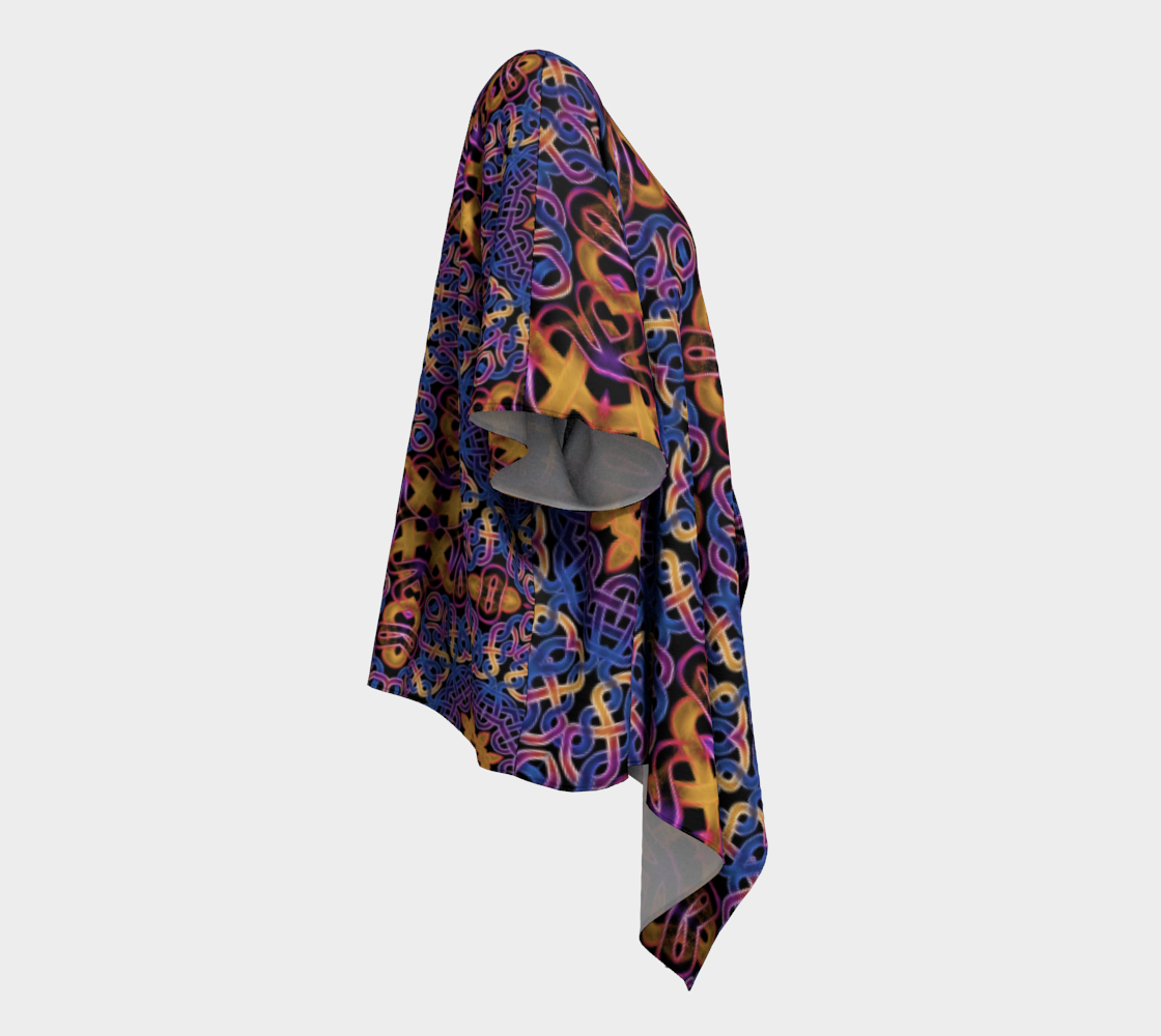 Blue Gold Celtic Kaleidoscope Draped Kimono
