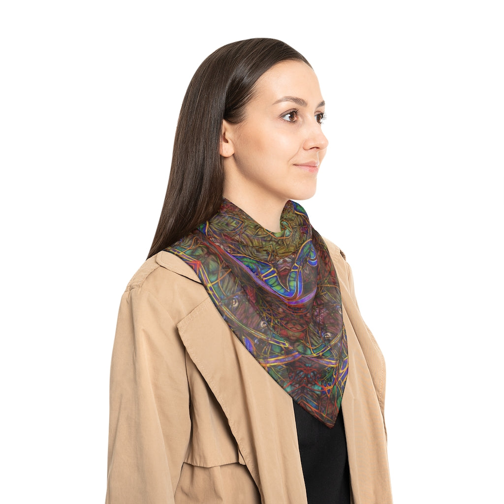 Blue Pink Windy Abstract Poly Scarf