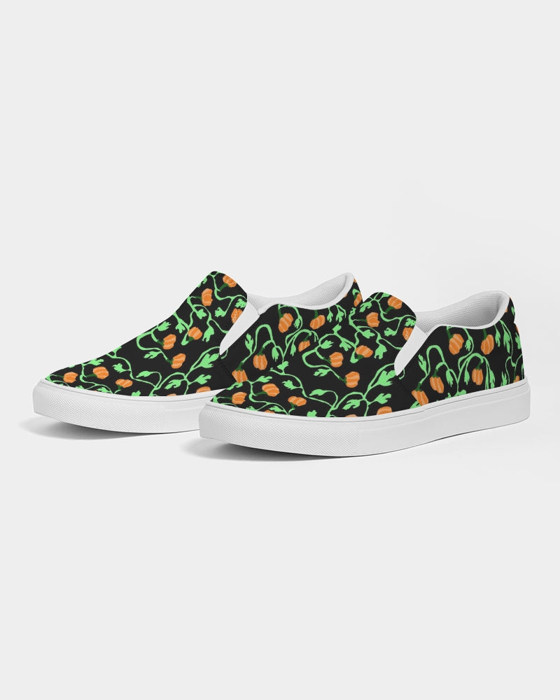 Pumpkin and Vines Patttern Women's Slip-On Canvas Shoe