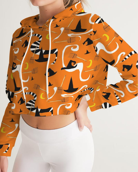 Witch Hats and Brooms Women's Cropped Hoodie