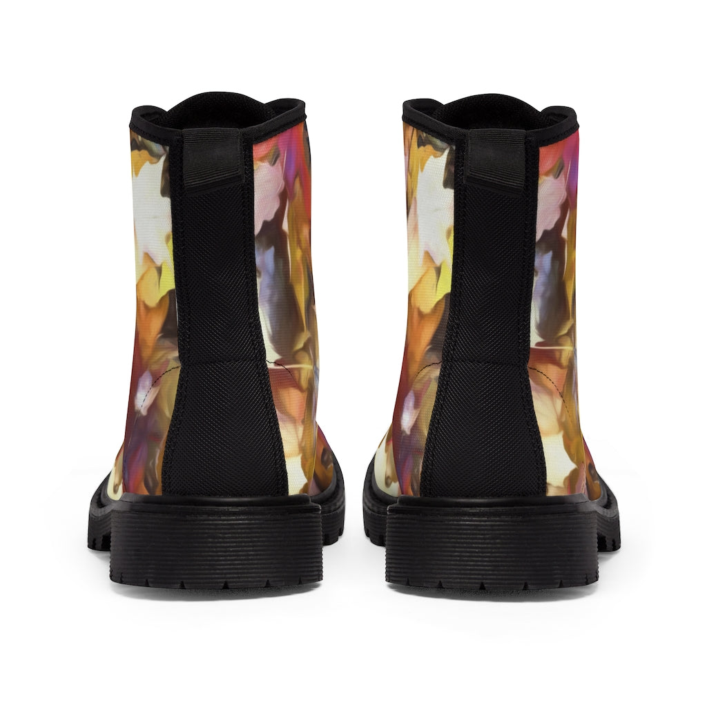 Fall Leaves Bright Women's Canvas Boots