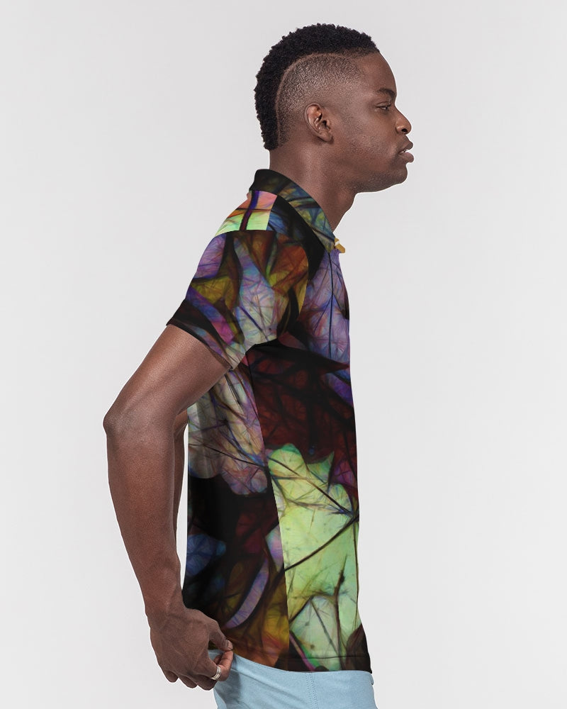Fall Leaves Abstract Men's Slim Fit Short Sleeve Polo