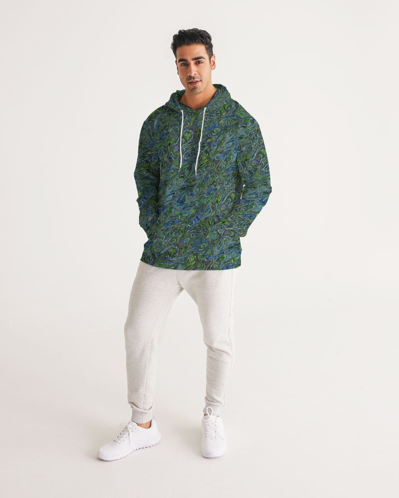 Blue Green Liquid Marbling Men's Hoodie