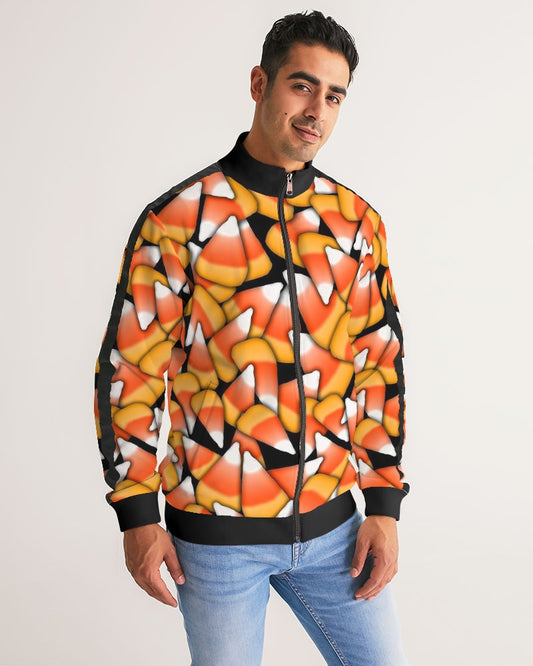 Candy Corn Pattern Men's Stripe-Sleeve Track Jacket