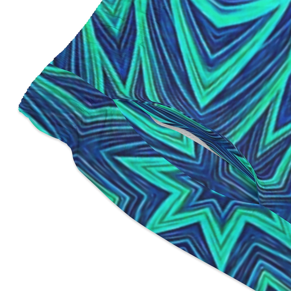 Blue Ice Fractal Kaleidoscope Swim Trunks