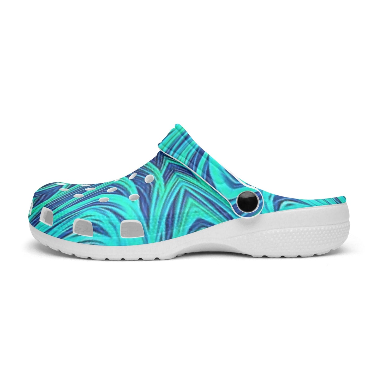 Blue Ice Fractal Kaleidoscope 413. All Over Printed Clogs