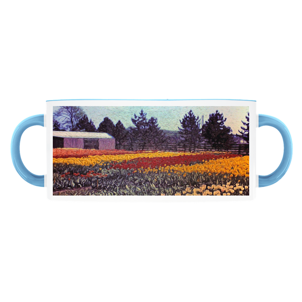 Vintage Travel Field of Tulips Accent Mugs