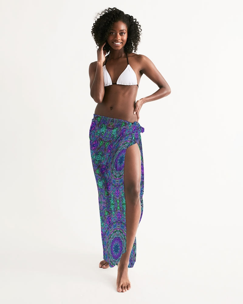 Blue Green Purple Kaleidoscope Swim Cover Up