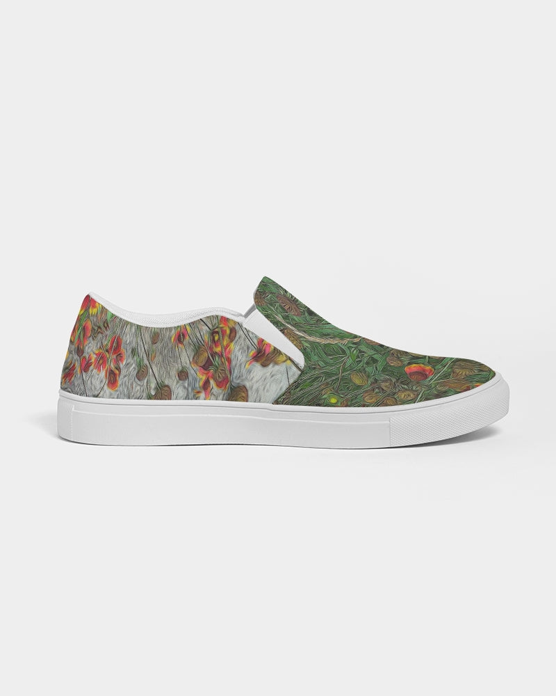 Orange Flower Garden Women's Slip-On Canvas Shoe