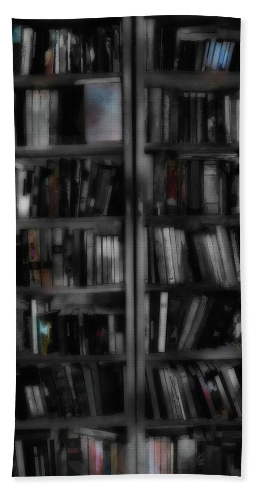 Black and White Bookshelves - Beach Towel
