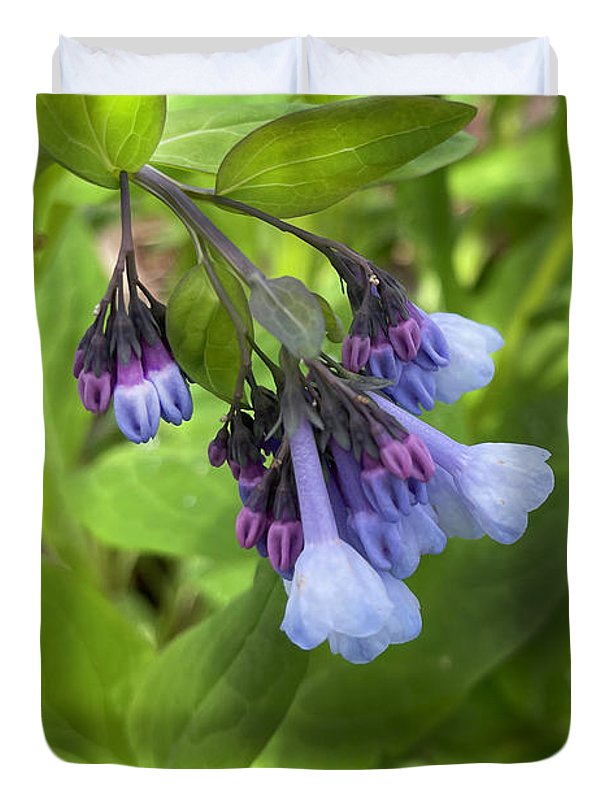 Blue and Purple April Wildflowers - Duvet Cover
