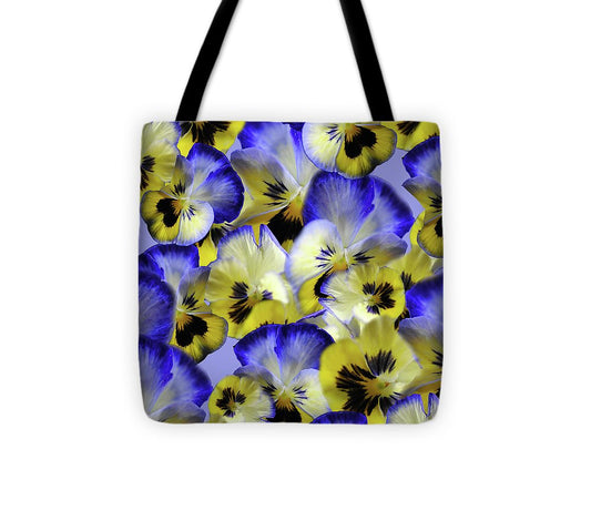 Blue and Yellow Pansies Collage - Tote Bag