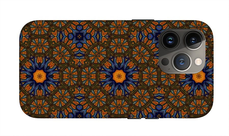 Blue and Yellow Sketchy Kaleidoscope - Phone Case