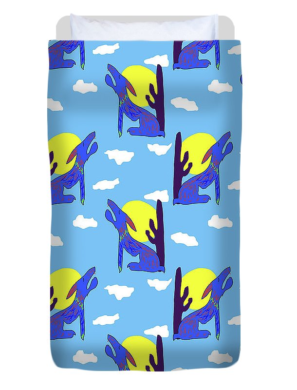 Blue Coyote Pattern - Duvet Cover