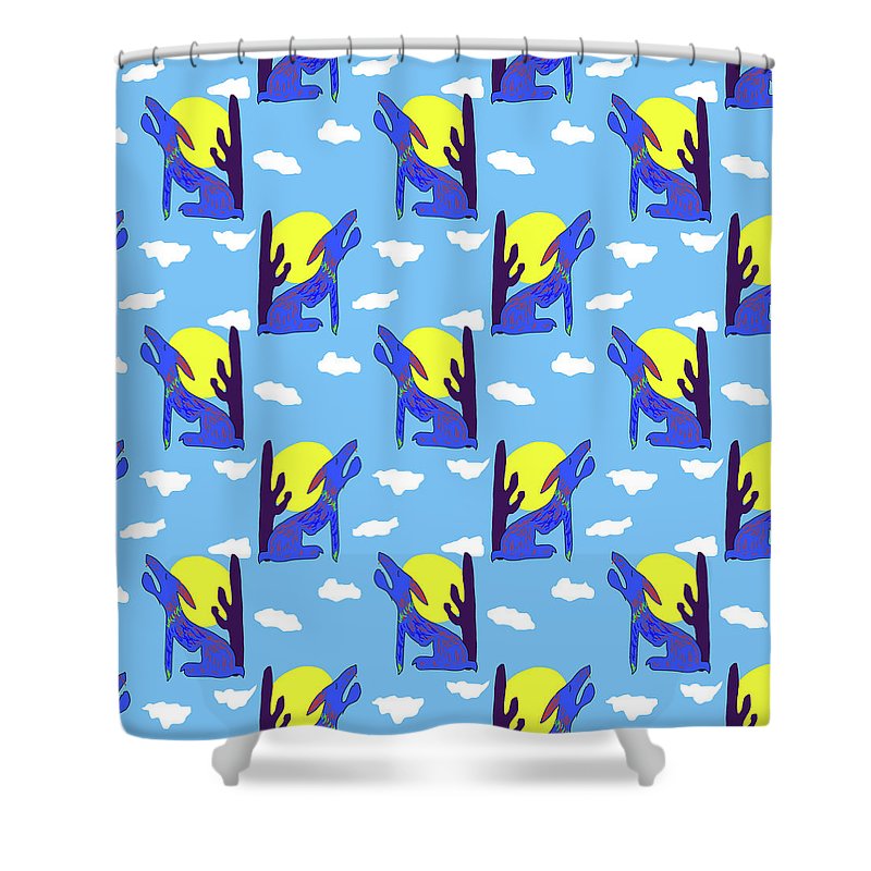 Blue Coyote Pattern - Shower Curtain