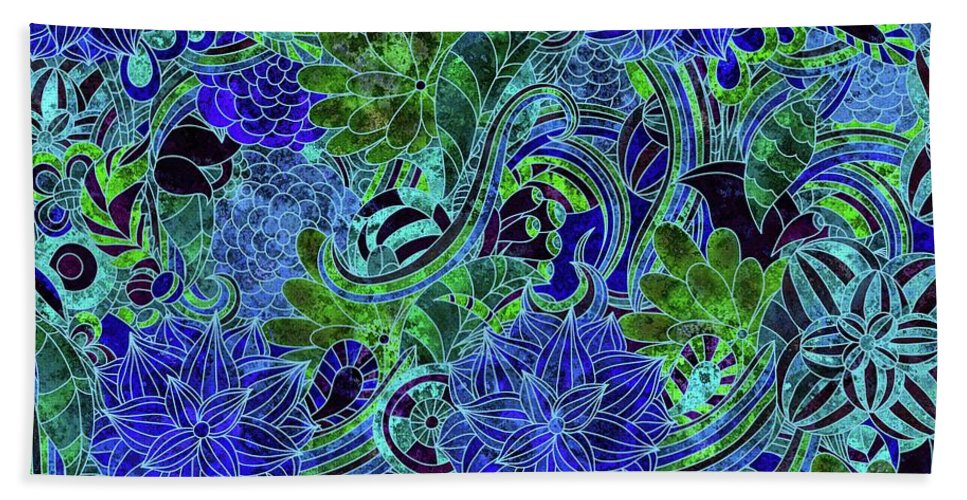 Blue Floral Pattern - Bath Towel