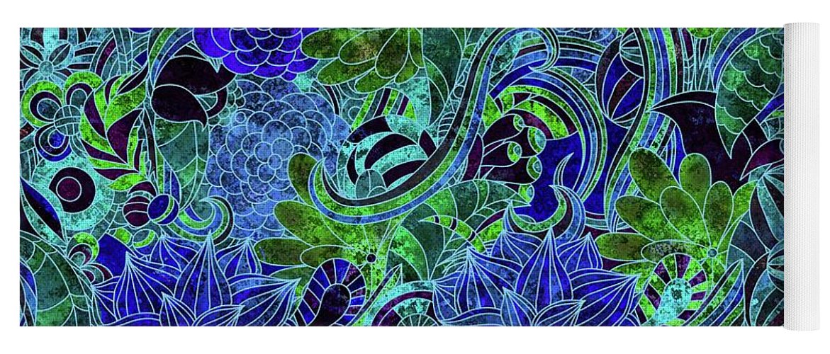 Blue Floral Pattern - Yoga Mat